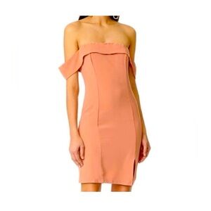 NWT Line & Dot off the shoulder peach mini dress